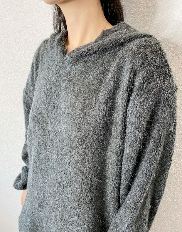 Charcoal Knit Hoodie #241243